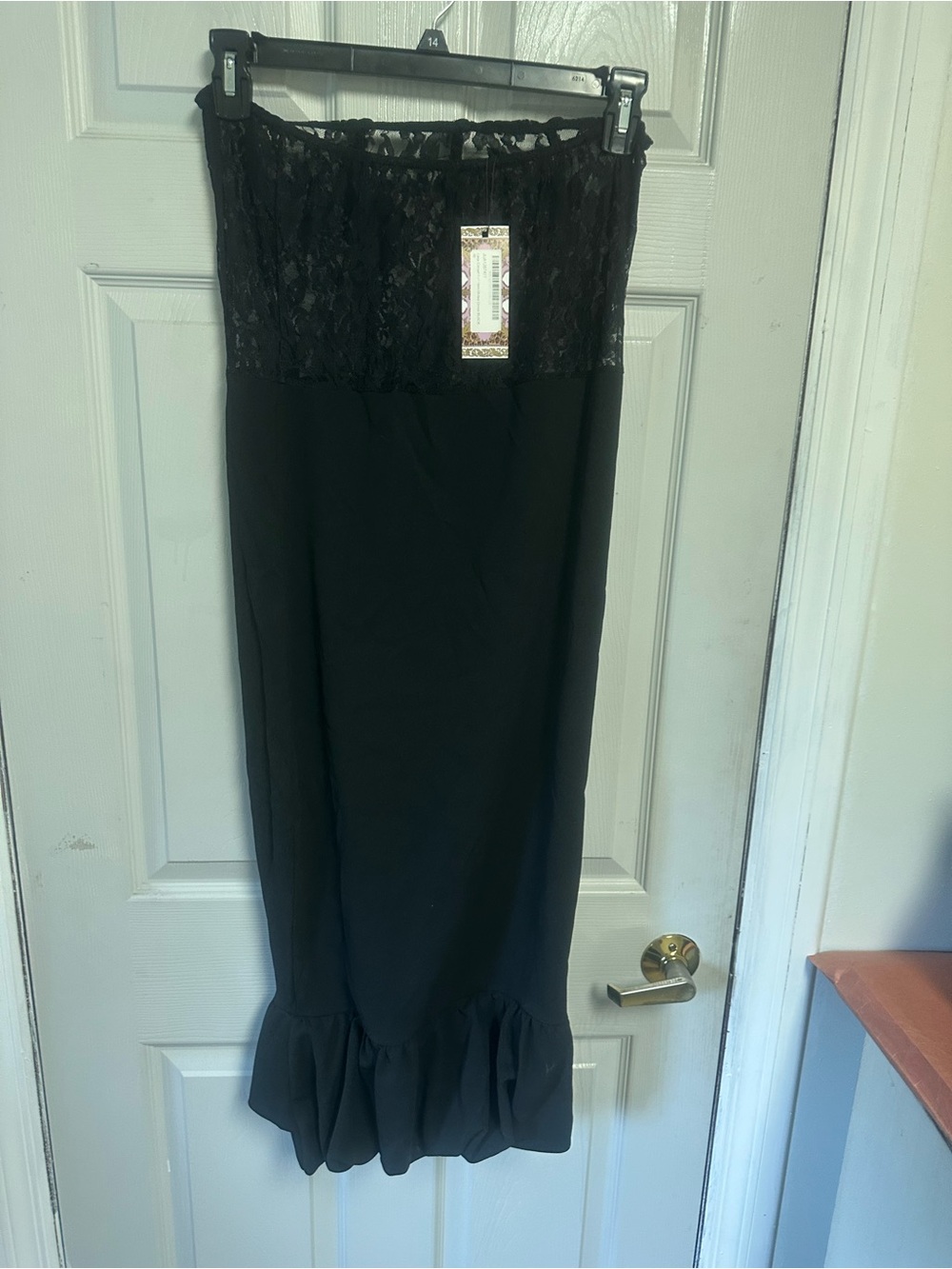 Black Lace Top Ruffle Maxi corset dress